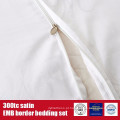 100% algodão 300TC cetim EMB fronteira Hotel Linens conjunto de cama